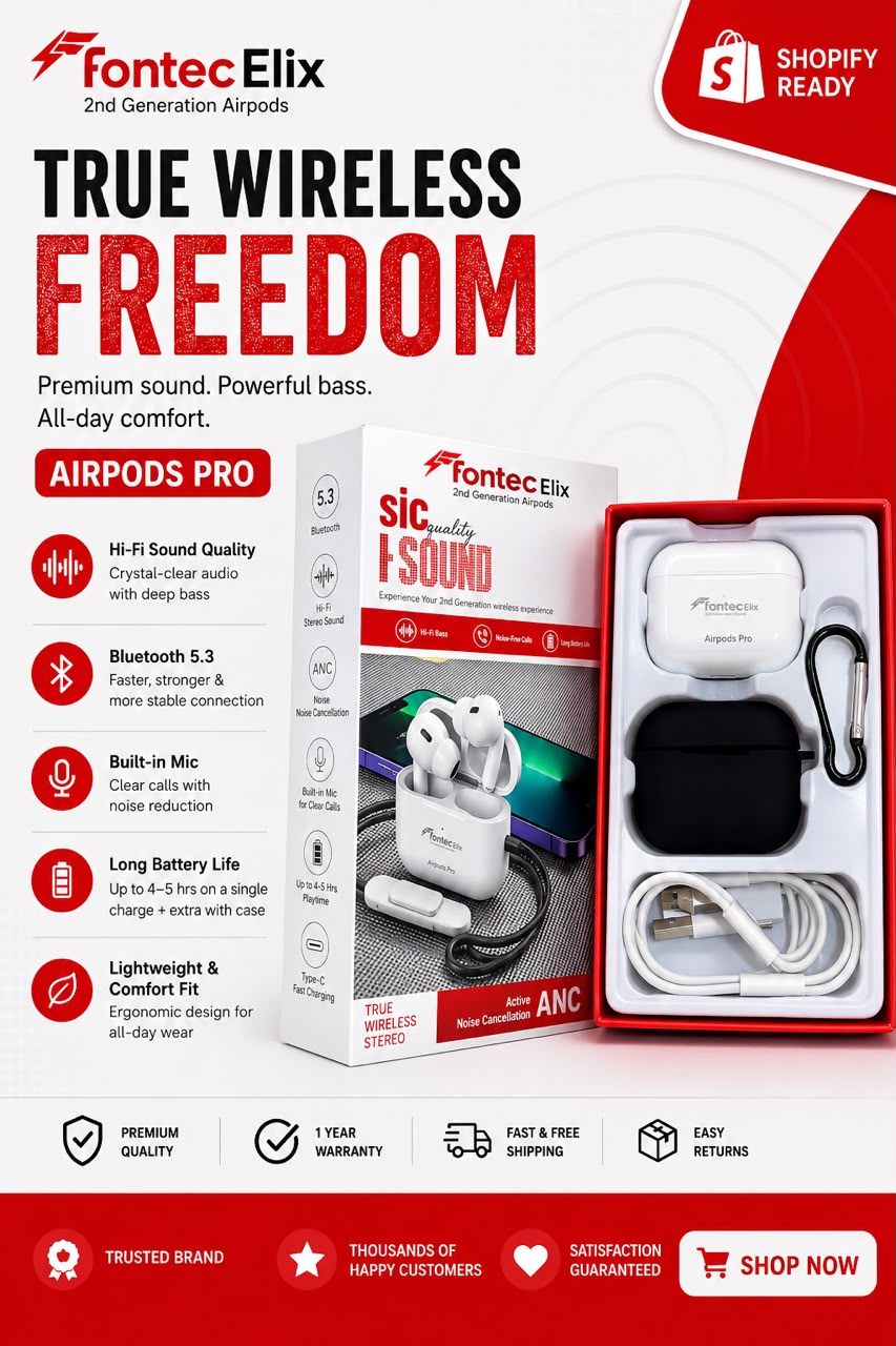 Fontec Elix 2nd Generation Earpods – ANC Active Noise Cancellation, Smart Sensor Control, Premium Wireless Audio