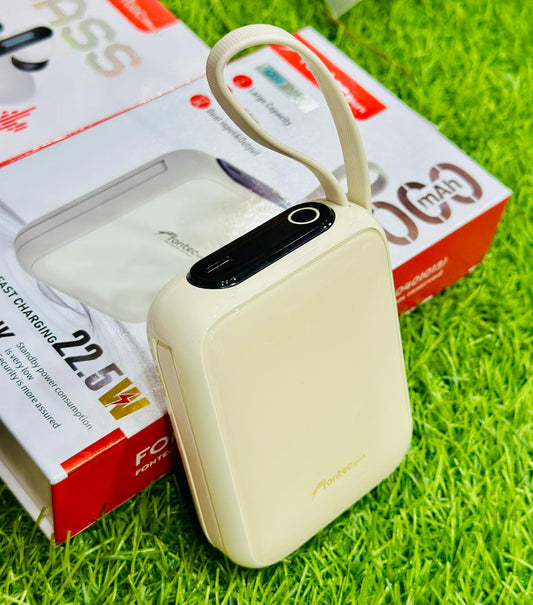 Fontec SPARK 20000mAh Power Bank – 225W Super Fast Charging, Built-in Type-C Cable, LED Display, USB-A & Type-C Ports