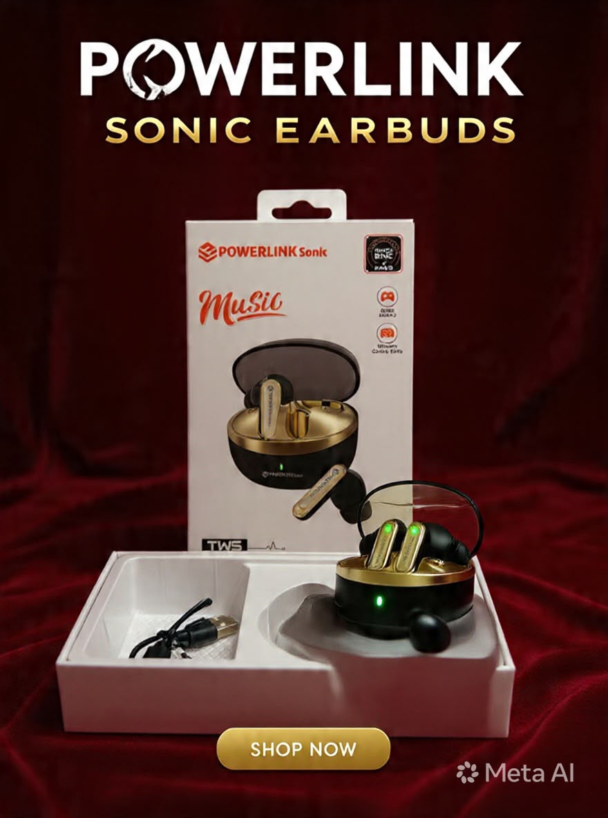 PowerLink Sonic True Wireless Headset – HD Call Microphone, ENC Noise Reduction, Gaming Series, Wireless Control, Bluetooth Connectivity