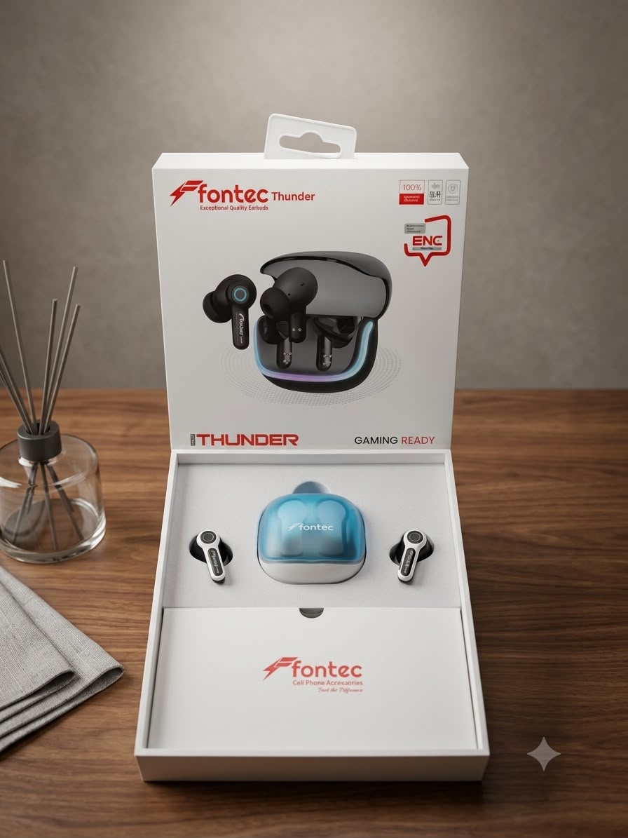 Fontec Thunder Bluetooth 5.3 Wireless Stereo Earbuds – Premium Sound, ENC Noise Cancellation, Smart Touch Control, Long Battery Life