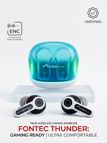 Fontec Thunder Bluetooth 5.3 Wireless Stereo Earbuds – Premium Sound, ENC Noise Cancellation, Smart Touch Control, Long Battery Life