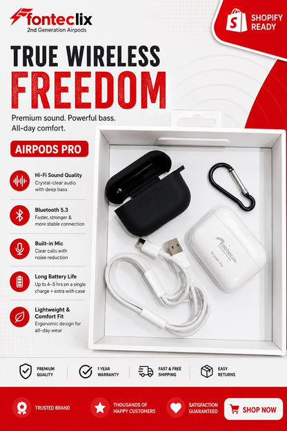 Fontec Elix 2nd Generation Earpods – ANC Active Noise Cancellation, Smart Sensor Control, Premium Wireless Audio