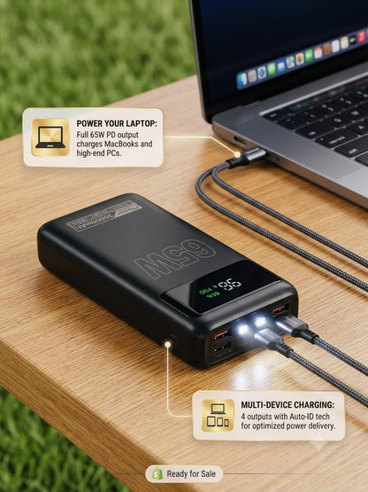 Fontec PowerBeast 30000mAh Fast Charging Power Bank | 22.5W PD Fast Charge | 4 USB Outputs | LED Light | Dual Input